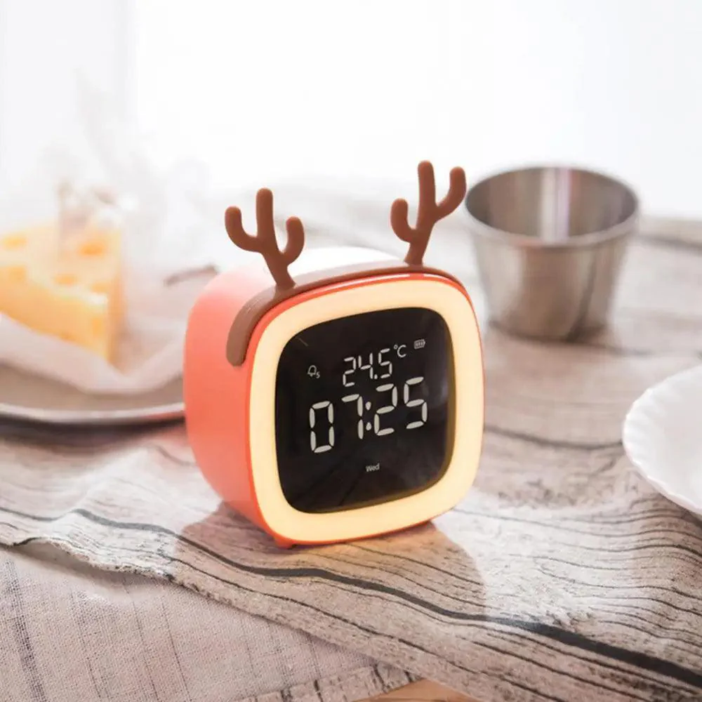 BunnyLight Cartoon LED Alarm Clock Night Light – Kids Bedside Lamp