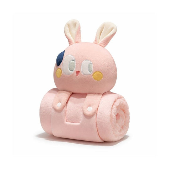 Anyae Shy Pink Bunny Plush Toy – Soft Stuffed Animal for Kids with Blanket