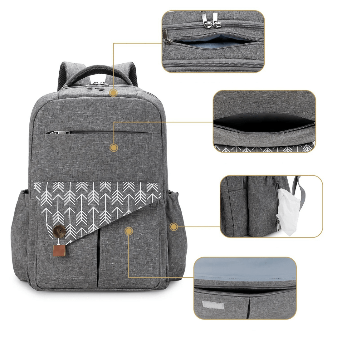 UrbanParent XL Nappy Backpack with Thermal Pockets – Stylish Baby Bag
