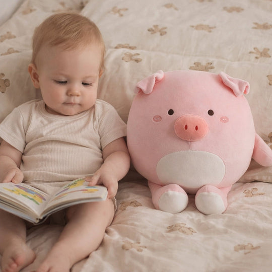 Lumae Round Piglet Plush Toy – Soft Stuffed Animal for Kids