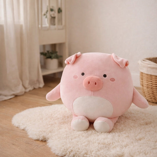Lumae Round Piglet Plush Toy – Soft Stuffed Animal for Kids