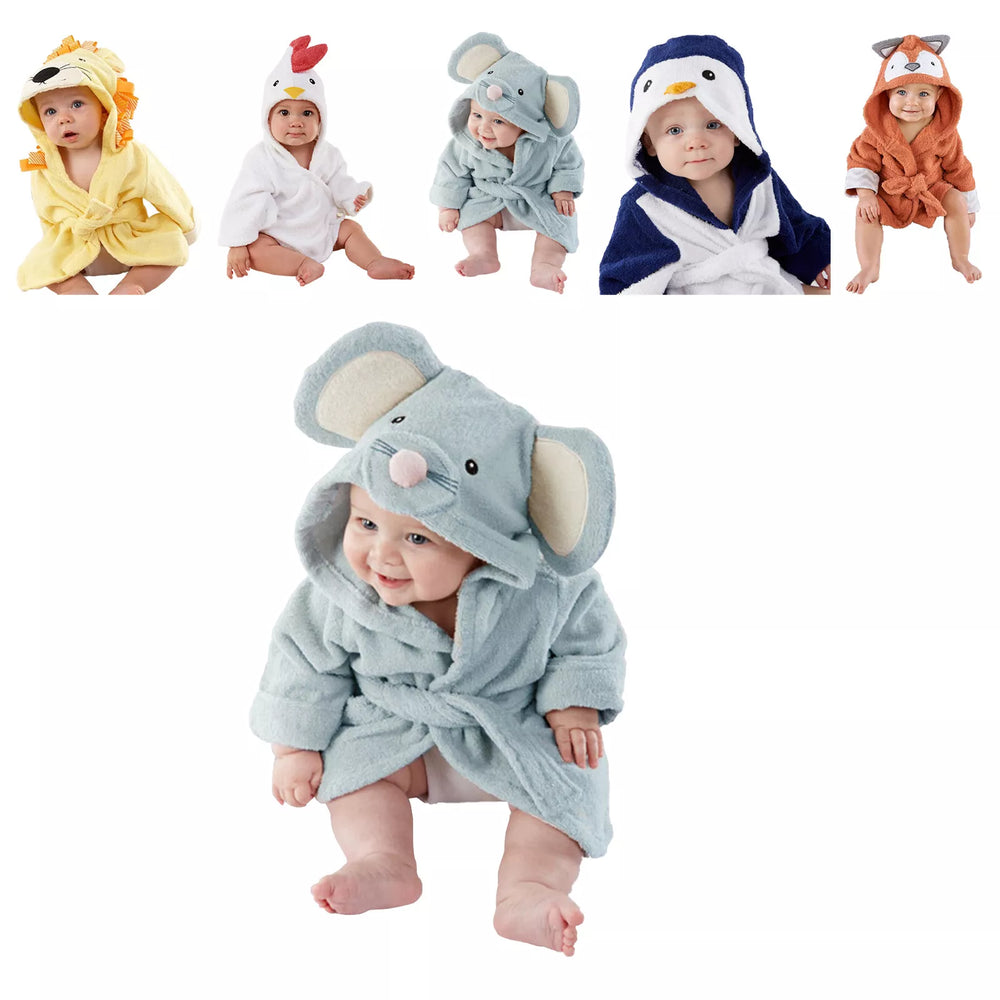 Milo & Moon Baby Bathrobe – Soft Hooded Towel Robe