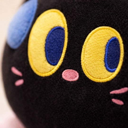 Saara Shy Black Cat Plush Toy – Soft Stuffed Animal for Kids with Blanket