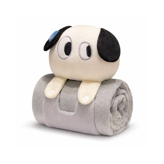 Taliae Shy White Dog Plush Toy – Soft Stuffed Animal for Kids with Blanket