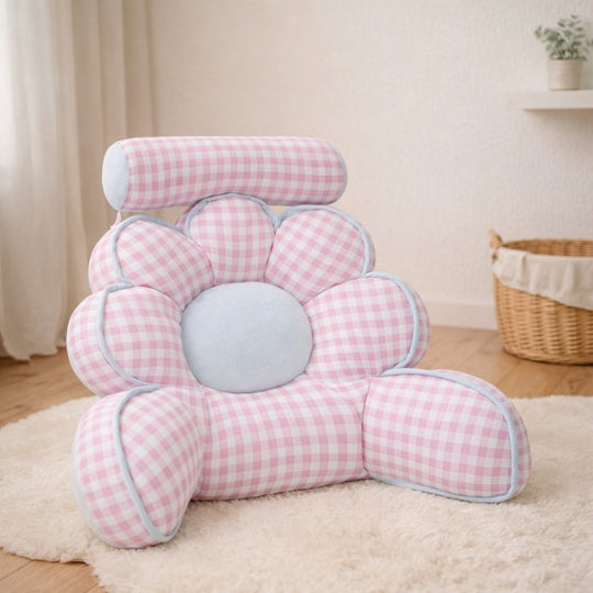 Viona Plaid Petal Plush Toy – Soft Stuffed Flower Cushion for Babies & Toddlers