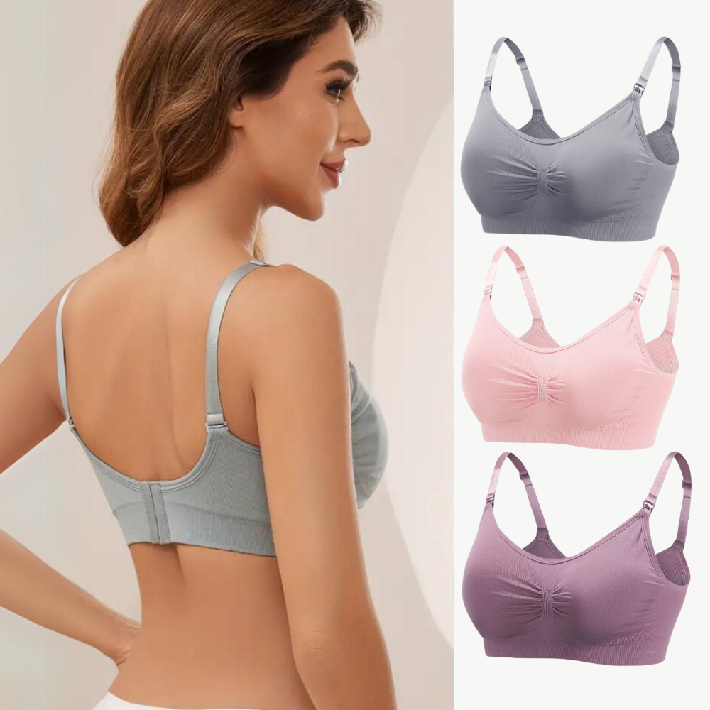 MomEase 3-Pack Seamless Nursing Bras – Comfortable Maternity Bra Set