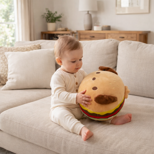 Xenia Hamburger Dog Plush Toy – Soft Stuffed Animal for Kids